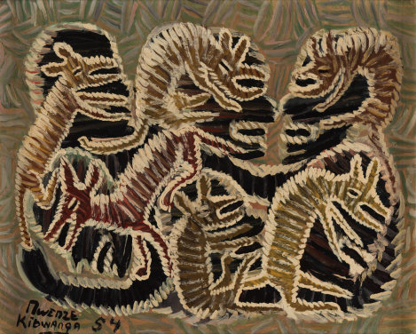 Mwenze Kibwanga
無題 (蛻變)
板本油彩
39 x 48 厘米
'MWENZE
KIBWANGA 54' 署名
1954 年
Pierre Loos 藏品
圖片來源：Michael De Plaen