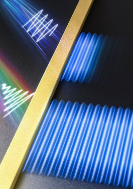 Figure 1. Schematic of polariton propagations under real frequency and synthesized complex frequency excitation. While polariton waves at real frequencies have limited propagation distance, combining propagation waves from different real frequencies based on complex frequencies of incidence can achieve nearly lossless propagation.
 