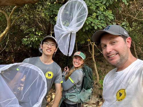 Figure 4: Team leaders of the Danaid Butterfly Research Hong Kong: (from left to right) Yuet Fung Ling, Emily Jones and Timothy Bonebrake. Photo courtesy: Timothy Bonebrake.