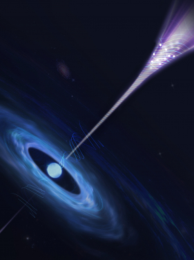 First ‘heartbeat’: An artistic illustration of the magnetar and the gamma-ray burst jet in this work (Illustration: Yuja Tian and Yuting Wu, Nanjing Zhijiao Cloud Intelligent Technology Co., Ltd.; Scientific concept guidance: Runchao Chen and Binbin Zhang, Nanjing University).